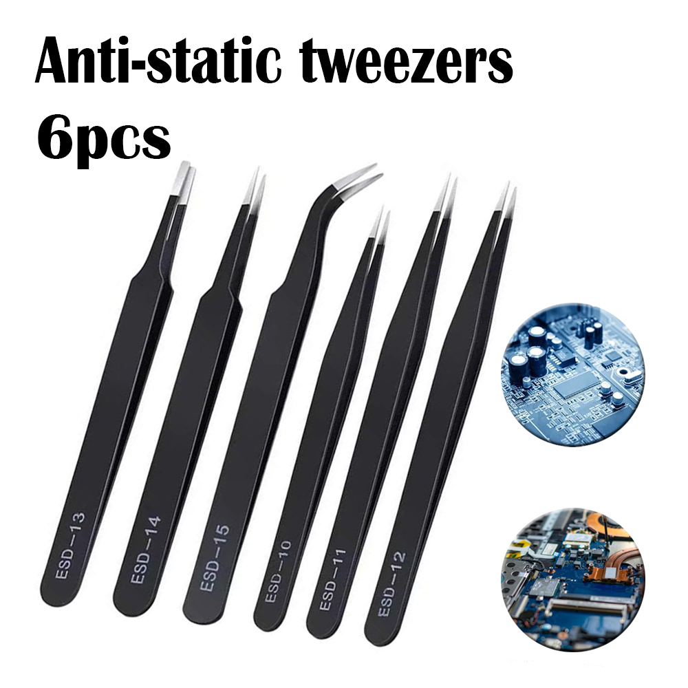 Diy Electronics Repair - VETUS Antistatische roestvrijstalen pincet Set6PC1.5mm Precisie