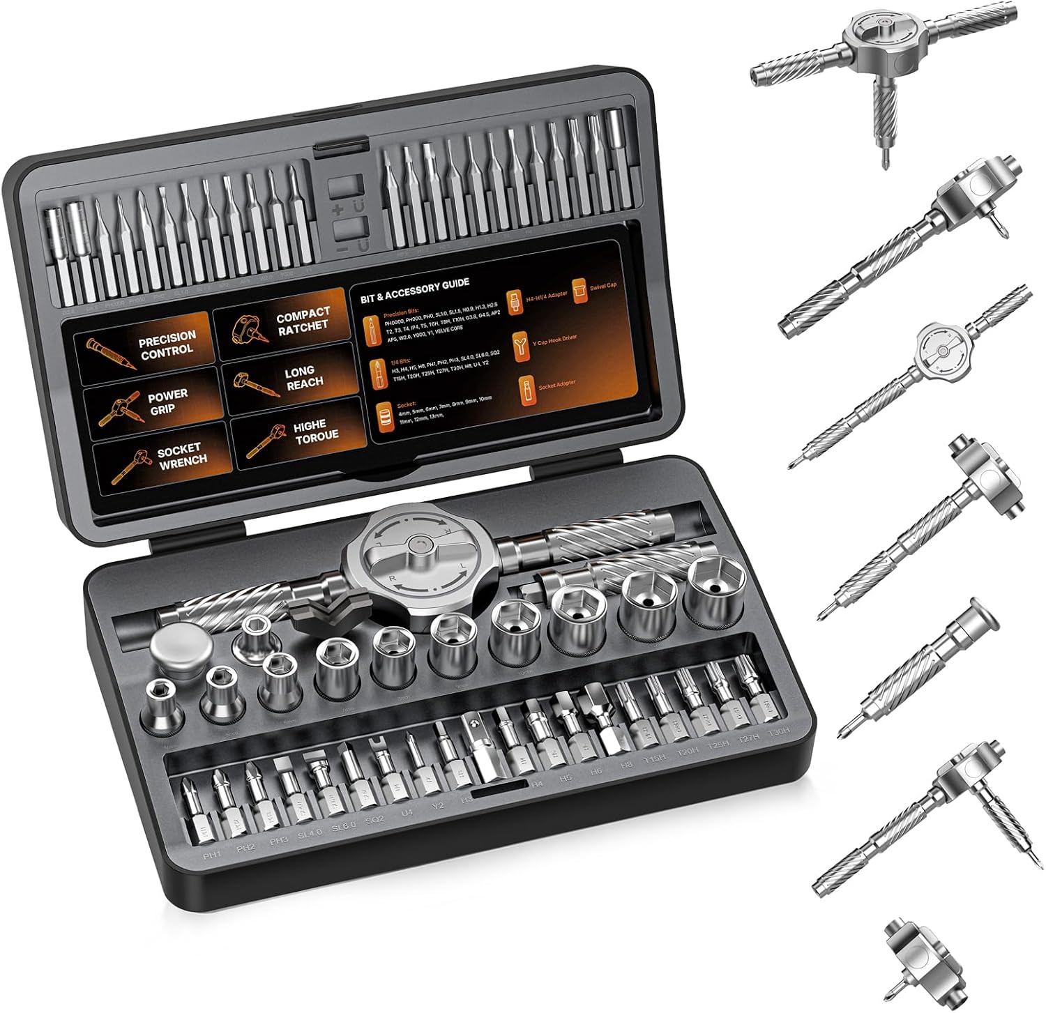 Diy Electronics Repair Kit - 62-delige magnetische schroevendraaierset, T-handvat ratelschroevendraaierset met