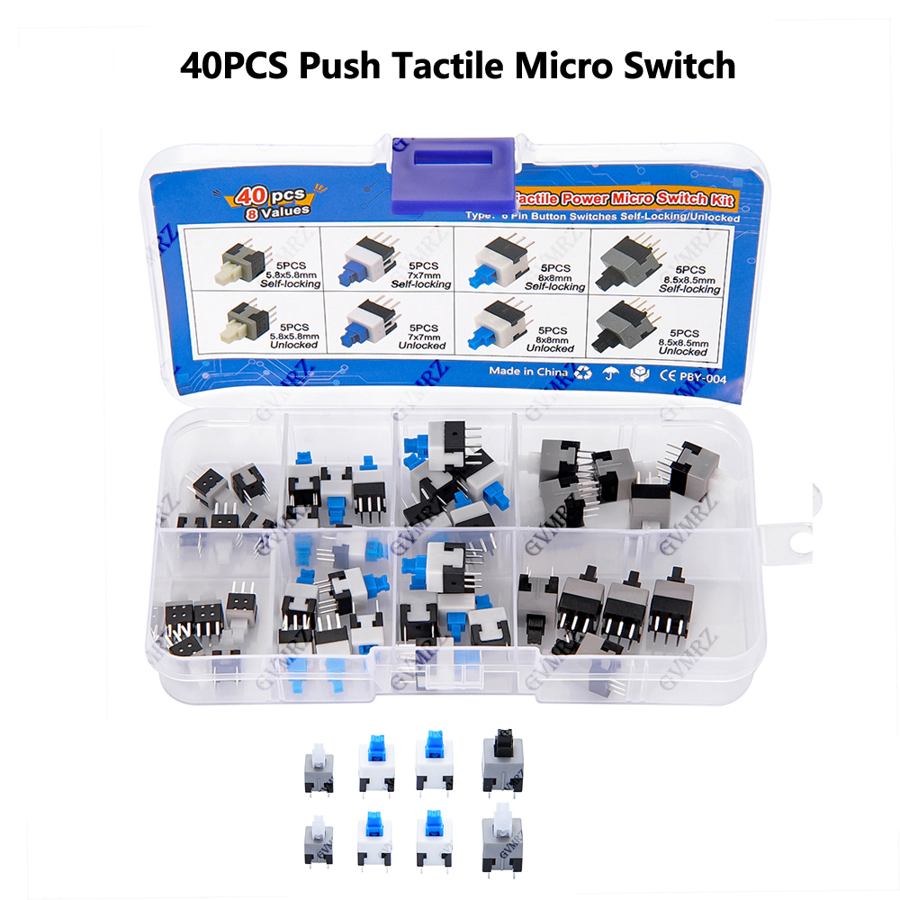 Diy Electronics Project Kit - 40PCS 8 Waarden Push Tactile Micro