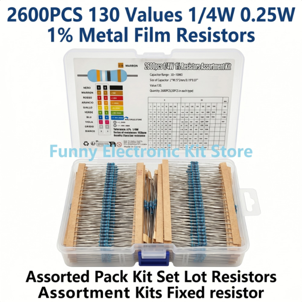 Diy Electronics Project Kit - 2600 stuks metaalfilmweerstanden geassorteerd pakket 130