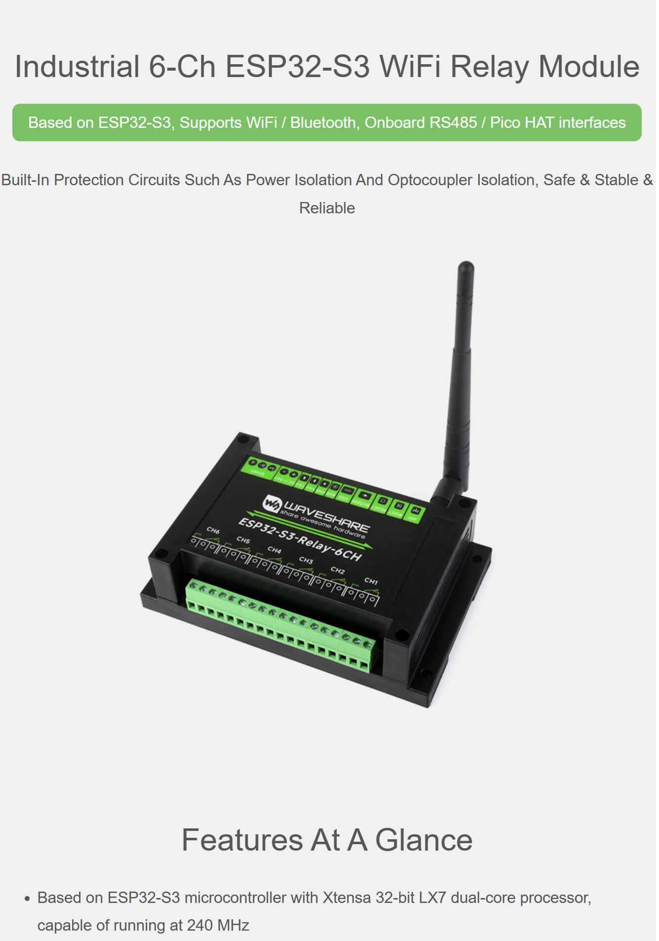 Esp32 Wifi Bluetooth - Industriële 6-kanaals ESP32-S3 WiFi relaismodule ondersteunt